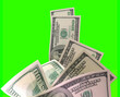 Leinwandbild Motiv Background with money american hundred dollar bills 3d render on green