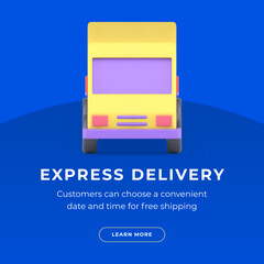 Poster - Express delivery cargo truck goods logistic distribution web post realistic 3d icon vector