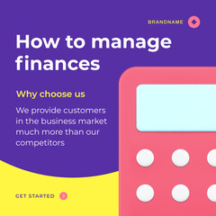 Poster - Finance management budget calculation accounting banking service web post realistic 3d icon vector