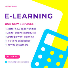 Poster - E learning digital mathematic education budget business calculation web post vector illustration