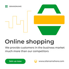 Poster - Online shopping supermarket cart digital store social media post vector illustration