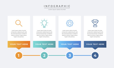 Aufkleber - Timeline infographic design. Colourful infographic steps with text boxes. Business concept with 4 steps.