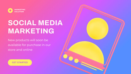 Poster - Social media marketing customers attraction e business strategy smartphone banner 3d icon vector