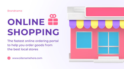 Poster - Online shopping purchasing customer buying digital store web site promo banner 3d icon vector