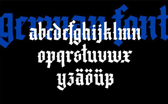 Gothic font from Latin letters. German alphabet. Medieval European style. German alphabet 9th-16th century. German letters. Symbols for monogram and design.