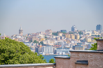 Wall Mural - Panoramic view of Asian side or anatolian side of Istanbul including Kadikoy and Uskudar districts from Topkapi Palace.