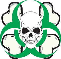 Wall Mural - skull and bones with biohazard symbol