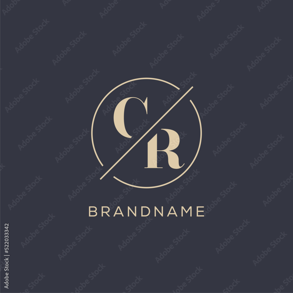 Initial letter CR logo with simple circle line, Elegant look monogram ...