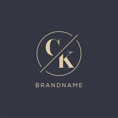 Wall Mural - Initial letter CK logo with simple circle line, Elegant look monogram logo style