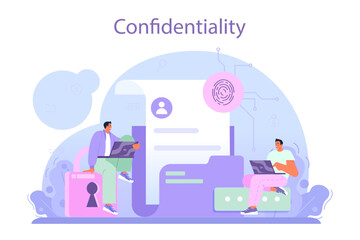 Poster - cyber or web security specialist. digital data and database safety.