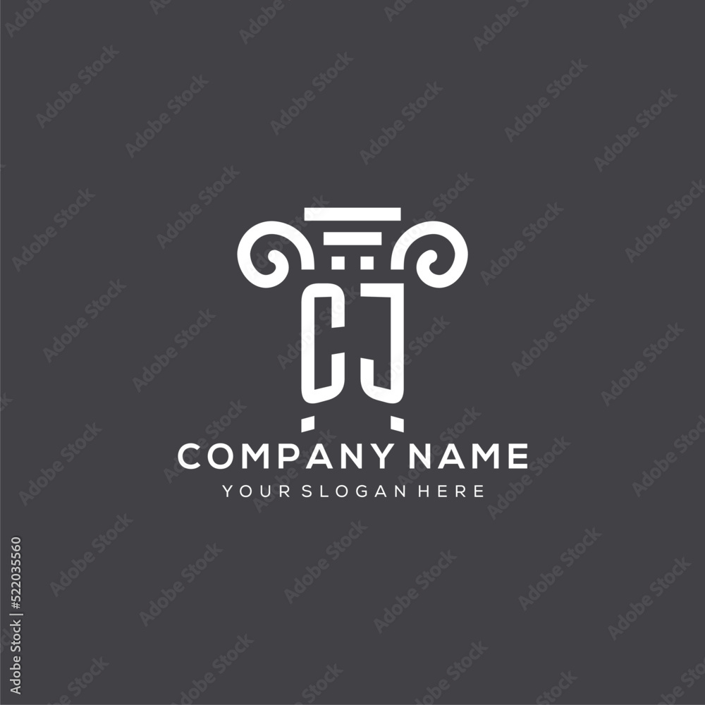 Monogram CJ logo for law firm with pillar icon in modern and creative ...