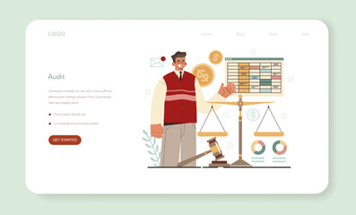 Wall Mural - auditor web banner or landing page. business operation specialist