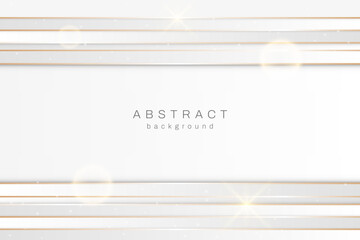 Fototapete - Abstract luxury background with golden lines and shadows. Luxury white background with golden elements and space for text. Elegant background with golden lines. Vector