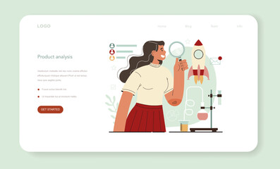 Poster - product manager web banner or landing page. business project development