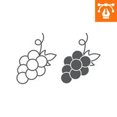 Wall Mural - Grape line and solid icon, outline style icon for web site or mobile app, sweet and fruit, grapevine vector icon, simple vector illustration, vector graphics with editable strokes.