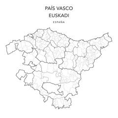 Wall Mural - Geopolitical Vector Map of the Basque Country (País Vasco/Euskadi) with Provinces, Jurisdictions (Partidos Judiciales), Comarques (Cuadrillas/Comarcas) and Municipalities (Municipios) as of 2022