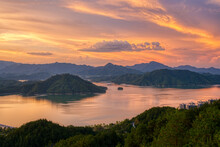 Sunset Over The Thousand Islands Lake, Zhejiang, China
