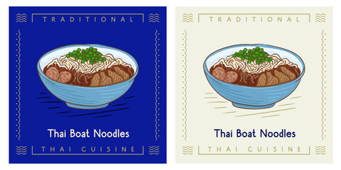 Wall Mural - Thai Boat Noodles in bowl - Thai food