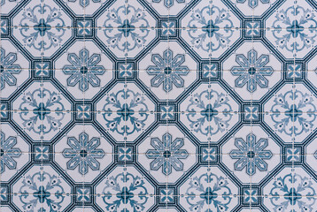  Traditional blue patterned azulejo tiles background