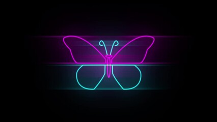 Wall Mural - neon butterfly on black