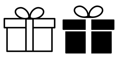 Poster - ofvs64 OutlineFilledVectorSign ofvs - present gift box vector icon . isolated transparent . gift sign . christmas present box silhouette . black outline and filled version . AI 10 / EPS 10 . g11373