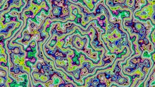 Abstract Animation Of Rainbow Waves Shimmering With Each Other In Different Colors. Psychedelic Hypnotizing Drawing.