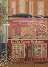 New York Bookshop House Handdarwn Illustration