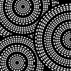 Wall Mural - Ethnic Boho pattern, triangles, and circles in African style on black background with dynamic waves,  Tribal art for print, Wall frames, textile, wrapping papers, mobile covers