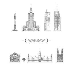 Wall Mural - Warsaw skyline, Poland. This illustration represents the city with its most notable buildings