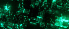 Abstract Green Circuit Board Futuristic Technology Processing Background 3d Render