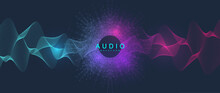 Audio. Sound Music Wave Visualiztion With Warped Waveform. 3D Sound Solid Waveform Design. Voice Sample Pattern