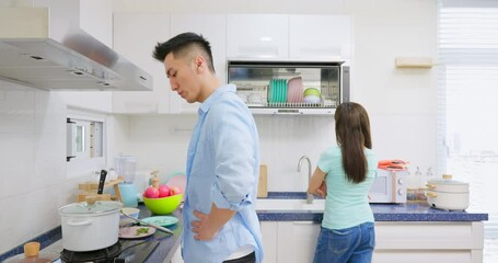 Sticker - couple cooking have conflict