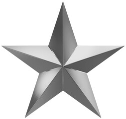 Wall Mural - christmas star metal - 5 point star - isolated on white - 3d rendering