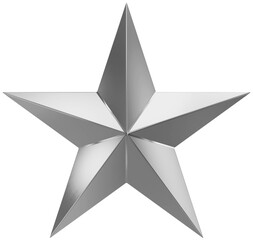 Wall Mural - christmas star silver - 5 point star - isolated on white - 3d rendering