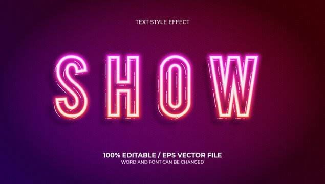 Neon show text effect eps file