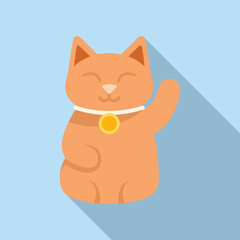 Wall Mural - Japan lucky cat icon flat vector. Neko maneki