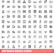 © ylivdesign - 100 mass media icons set. Outline illustration of 100 mass media icons vector set isolated on white background
