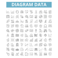 Wall Mural - Diagram data icons, line symbols, web signs, vector set, isolated illustration