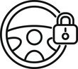 Car steering wheel lock icon outline vector. Auto engine