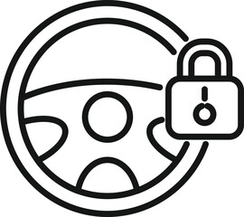 Sticker - Car steering wheel lock icon outline vector. Auto engine