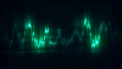 Aufkleber - Black background. Motion. Bright white and green lines in the animation made like a diagram sway in different directions.