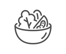 Salad Line Icon. Vegetable Food Sign. Healthy Meal Symbol. Quality Design Element. Linear Style Salad Icon. Editable Stroke. Vector