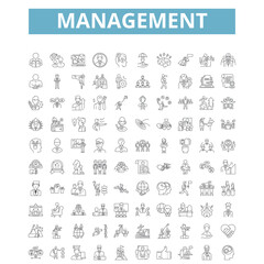 Wall Mural - Management icons, line symbols, web signs, vector set, isolated illustration