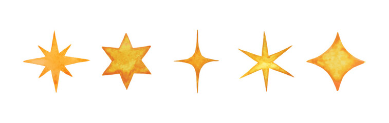 set simple golden star watercolor illustration simple golden star watercolor illustration