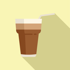 Sticker - Milk latte icon flat vector. Cafe glass