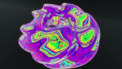Poster - Abstract spinning transforming and changing torus figure isolated on a black background. Design. Rotating neon colorful figure.