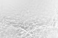 Water Texture With Sun Reflections On The Water Overlay Effect For Photo Or Mockup. Organic Light Gray Drop Shadow Caustic Effect With Wave Refraction Of Light. Banner With Copy Space