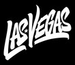 Las Vegas - hand drawn lettering phrase. Sticker with lettering in paper cut style. 