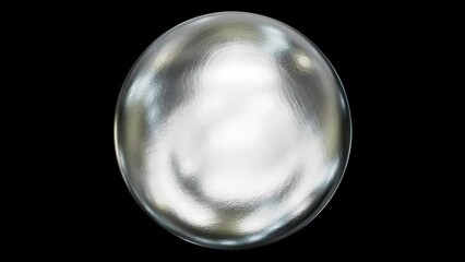 Wall Mural - Realistic looping 3D animation of the spinning textured silver metallic alloy sphere rendered in UHD with alpha matte