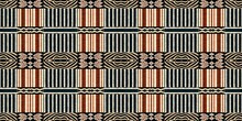 African Kente Cloth Patchwork Effect Border Pattern. Seamless Geometric Quilt Fabric Edging Trim Background. Patched Boho Rug Safari Shirt Repetitive Ribbon Endless Band.